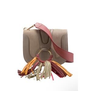 SEEBY CHLOÉ Neutral Tan Gold-Tone Hardware Tassel Leather Crossbody Purse